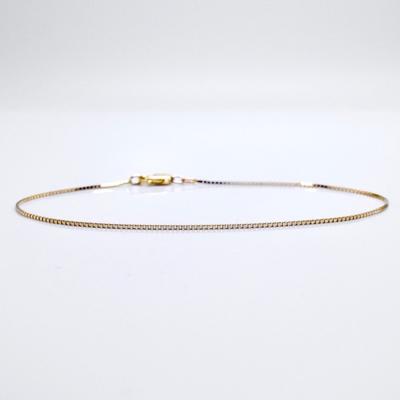 10K Yellow Gold 7" Box Link Bracelet Lobster Clasp .79g - New - Picture 1 of 6